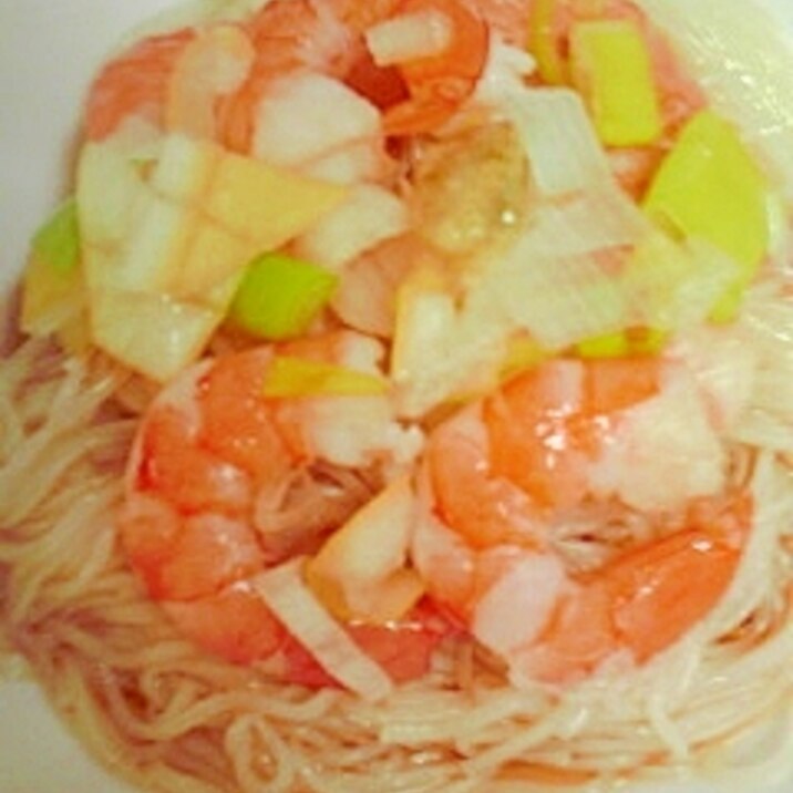 海老とネギのそうめん